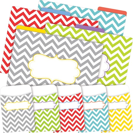 Barker Creek Beautiful Chevron File Folder & Library Pockets, Multi-Design Set, 42/Set 3589